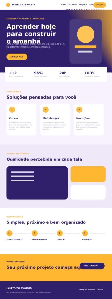 Instituto Evoluir - projeto de site