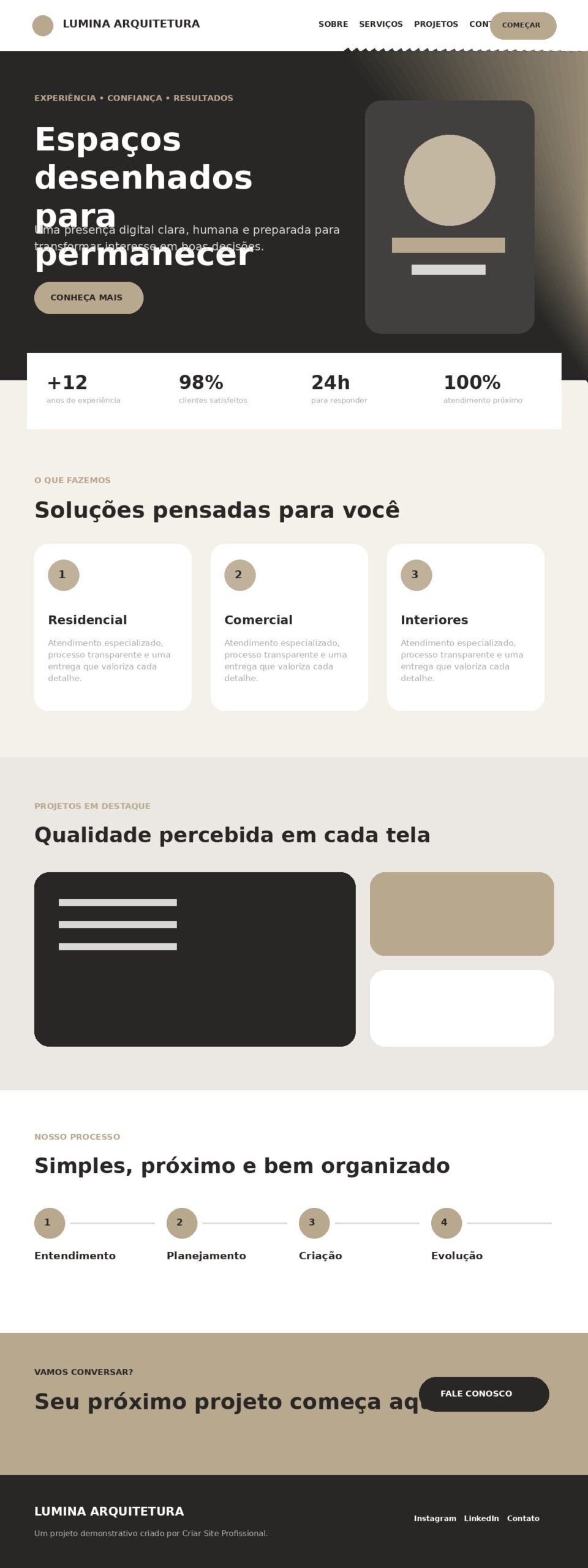 Lumina Arquitetura - print completo do site